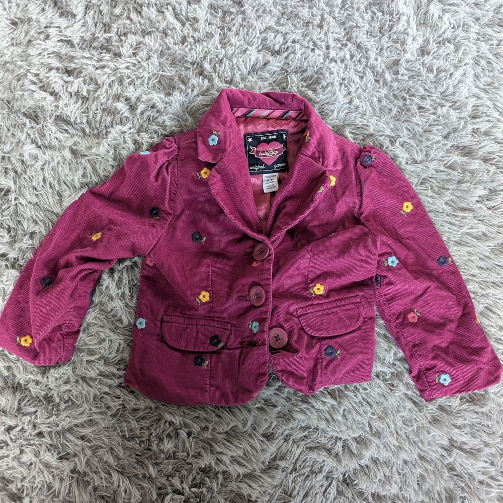 GAP Kids Fuchsia Blazer with Floral Embroidery